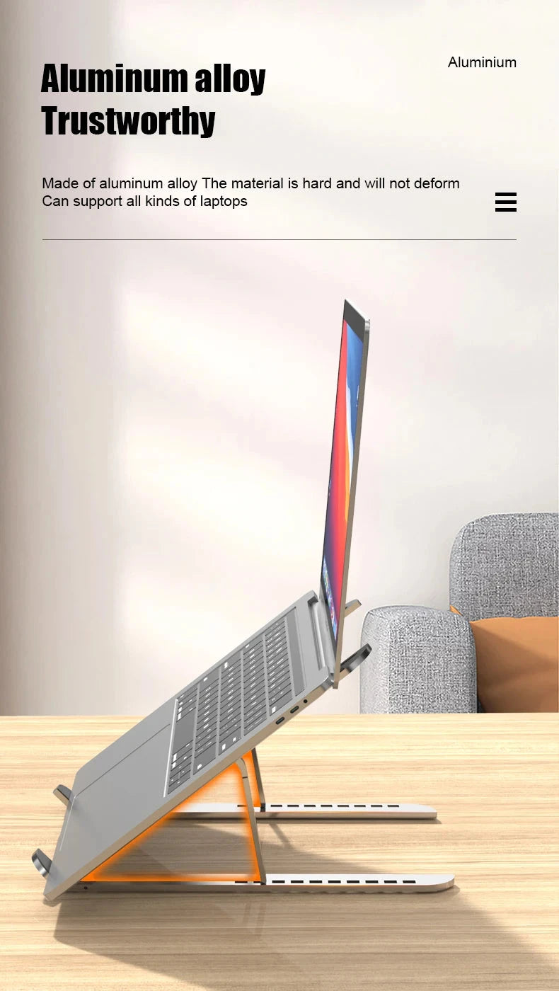 Aluminum Alloy Laptop Holder Stand Adjustable Foldable Portable for Notebook Computer Bracket Lifting Cooling Holder Non-slip - AMULET RING STORE