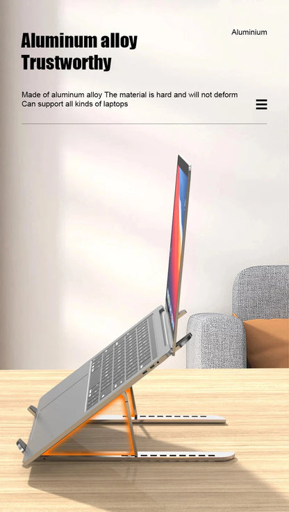 Aluminum Alloy Laptop Holder Stand Adjustable Foldable Portable for Notebook Computer Bracket Lifting Cooling Holder Non-slip - AMULET RING STORE