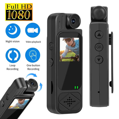 Mini Body Camera 1080P HD Sports Camera Infrared Night Vision Digital Video Recorder 1.3 Inch Bodycam Police Small Camcorder - AMULET RING STORE