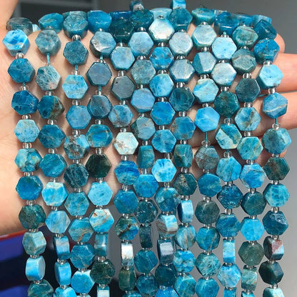 8.5x9.5mm Natural Hexagon Stone Beads Faceted Amazonite Quartz Jade Loose Spacer Beads for Jewelry Making DIY Bracelet Pendant - AMULET RING STORE