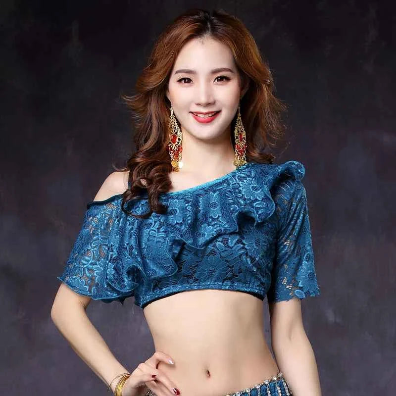 Women's ort Sve Lace Belly Dance Costume Sexy oulder Bared Practice Suit New 2020 Performance Wear Fitn Sportswear