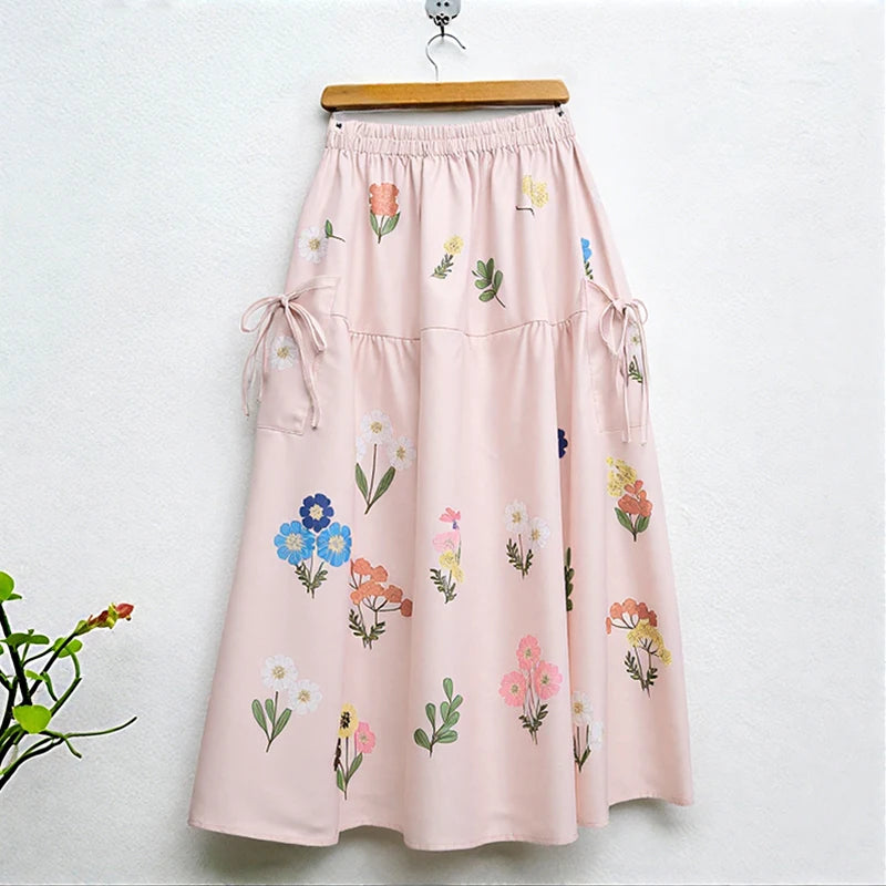 2025 ZANZEA Fashion Women Maxi Skirts Autumn Long Bottoms Floral Print Holiday Elastic Waist Casual Oversized Jupes Faldas Saia