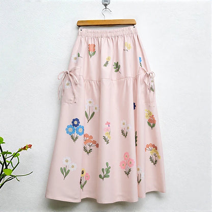 2025 ZANZEA Fashion Women Maxi Skirts Autumn Long Bottoms Floral Print Holiday Elastic Waist Casual Oversized Jupes Faldas Saia