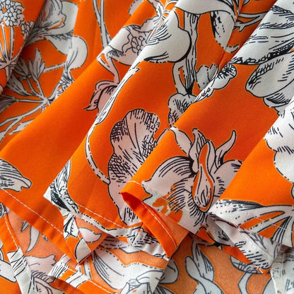 Elegant Boho Floral Print Floral Pleated Maxi Long Dress Female V Neck Puff Sleeve Belt Dresses Women Summer Dress Robe