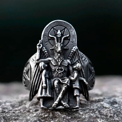 2022 NEW Men's 316L stainless-steel rings Vintage Lucifer Satan Punk Rock Personality Religion Jewelry Gift free shipping