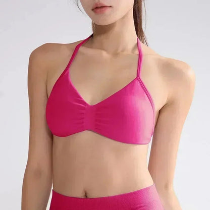 WHENG 2PCS Yoga Fitness Suit Women's Seamless Lace-Up Yoga Bra Top High Waist Workout Scratch Shorts Sports Suit Fitness Suit