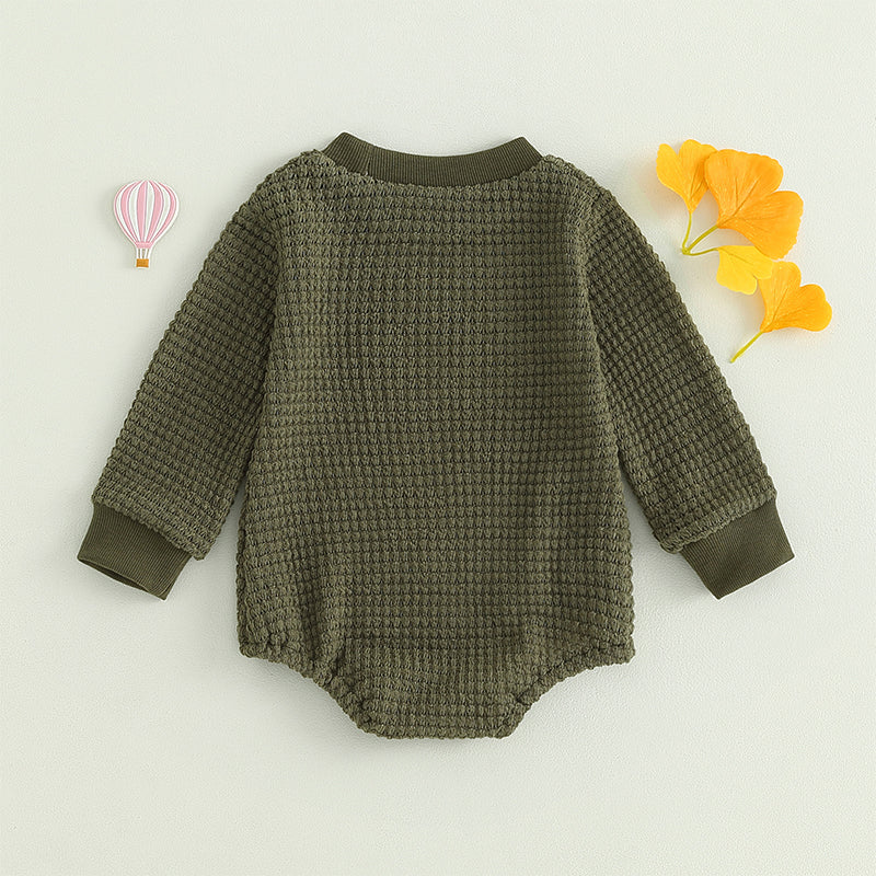 2023-06-23 Lioraitiin 0-18M Baby Boys Autumn Winter Bodysuit Casual Jumpsuit Infant Solid Long Sleeve Crew Neck Jumpsuit - AMULET RING STORE