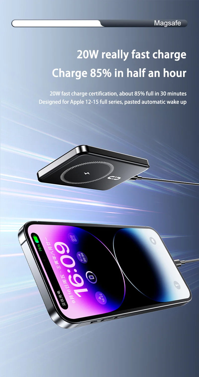 Oneplus 50000mAh Magnetic Power Bank Wireless Portable Charger Large Capacity Fast Charge Backup Battery For IPhone Samsung New - AMULET RING STORE