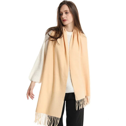 62Color Solid Women Winter Scarf Warm Thicken Cashmere Shawl Outdoor Fashion Luxury Tassels Pashmina Lady Wrap Windproof Scarves
