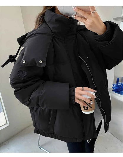 Women's Winter Warm Padded Jacket Coat 2025 New Down Cotton Hooded Solid Thick Parka Waterproof Puffy Korean Fashion Outdoor