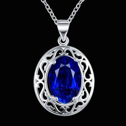 45cm 925 Sterling Silver Pretty Blue Crystal Zircon Necklaces For Women fashion party wedding engagement Jewelry holiday gifts