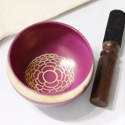 Nepal Handmade Buddha Singing Bowl Yoga Meditation Colorful Sound Therapy Tibetan Singing Bowls Healing Percussion Instruments - AMULET RING STORE