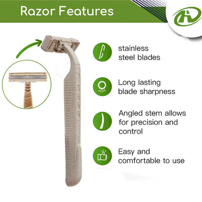 50pcs Eco-friendly Wheat Straw Razors Disposable Stainless steel blades are highly degradable and recyclableTattoo supplies - AMULET RING STORE