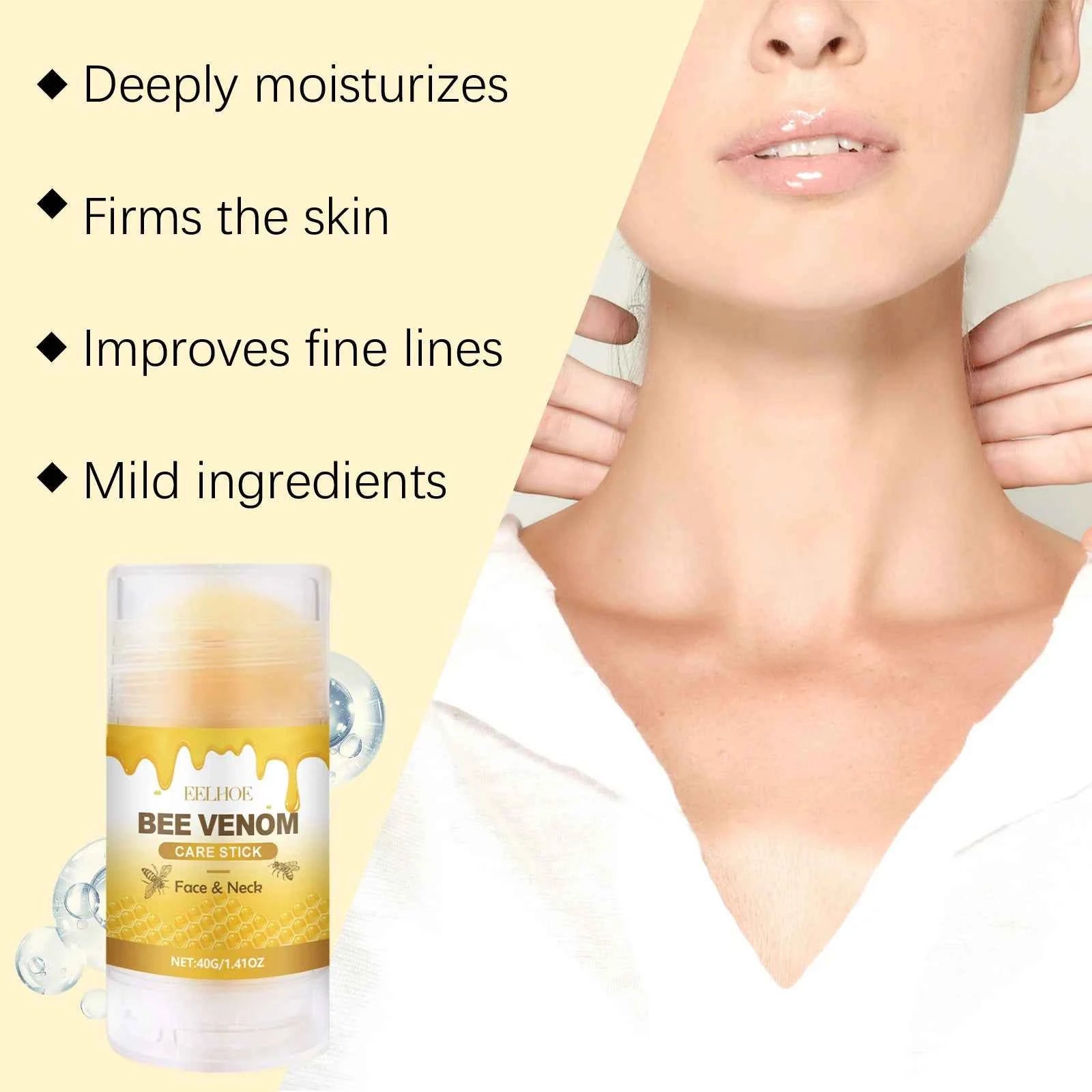EELHOE 40g Bee Venom Cream Stick Firming Skin Lighten Neck Lines Fade Fine Wrinkle Moisturizing Improve Skin Sagging Facial Care