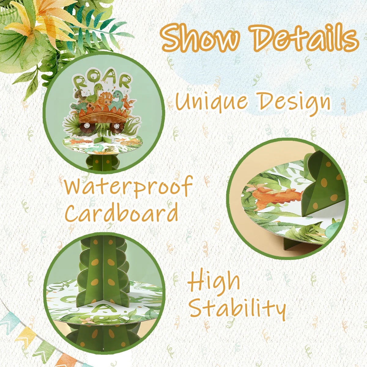 Cake Display Stand Jungle Mermaid Birthday Party Decorations Kids Dessert Holder Cake Tray Butterfly Baby Shower Cupcake Support - AMULET RING STORE