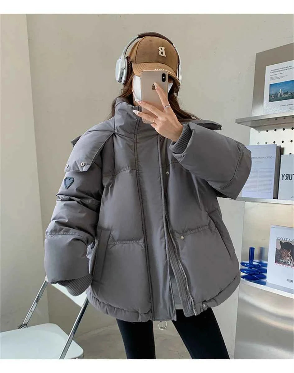 Women's Winter Warm Padded Jacket Coat 2025 New Down Cotton Hooded Solid Thick Parka Waterproof Puffy Korean Fashion Outdoor