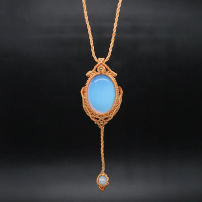 Natural Stones Tear Water Drop Pendant Crystals Healing Handmade Thread Rope Wrap Braided Macrame Chain Necklace Jewelry Gifts - AMULET RING STORE