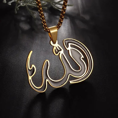 Stainless Steel Exquisite Islamic Muslim Calligraphy Arabic Pendant Necklace