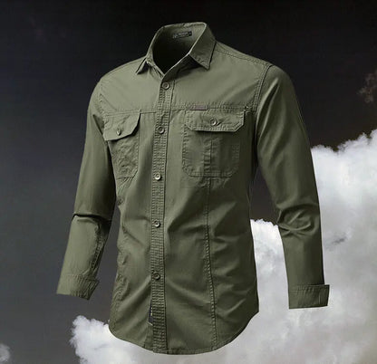 New Korean Style Big Size Men Shirt Long Sleeve Workwear Cotton Washed Multi Pocket Casual Oversized Spring Autumn Fashion Top