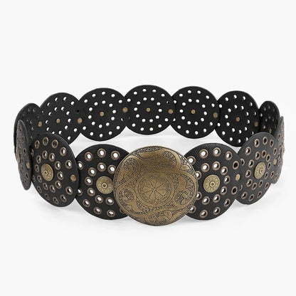 Spice Girl Y2K Harajuku Style Vintage Rivet Patchwork Design Wide Belts For Women High Street Faux Leather Waistband cinturones - AMULET RING STORE