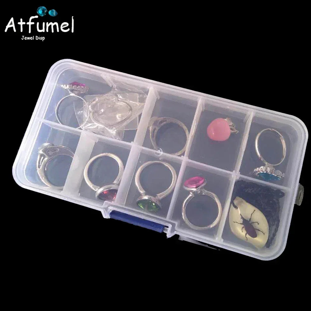 10/15 Compartment Beads Jewelery Storage Box Portable Craft Container Earrings Ring Display Case DIY Trinket Organizer Box - AMULET RING STORE
