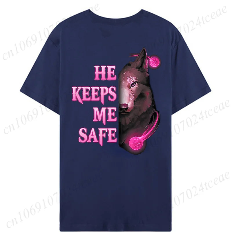 Fashion Valentine's Day Tees Shirt Lion Animal Back Print Graphic Y2k Tops Lover Couples Matching T-shirt Men & Women Clothing - AMULET RING STORE