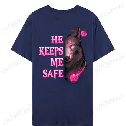 Fashion Valentine's Day Tees Shirt Lion Animal Back Print Graphic Y2k Tops Lover Couples Matching T-shirt Men & Women Clothing - AMULET RING STORE