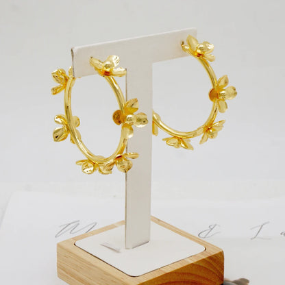 Fan Shape Earrings New Fashion Dubai Gold Color Drop Earrings French African Women Girls Party Gifts Wedding Jewelry Earring