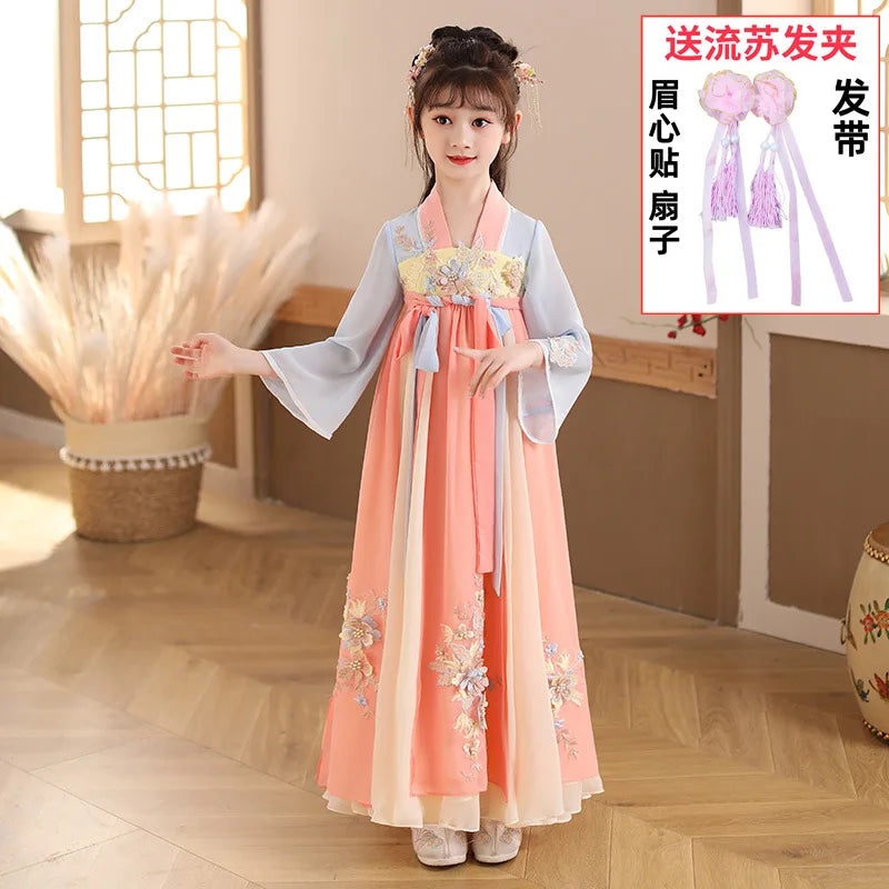 Summer Girls' Hanfu Dress Princess Costume Children's Dresses Kids Vintage Party Baby Girl Dress Cosplay Girls Clothes Vestidos