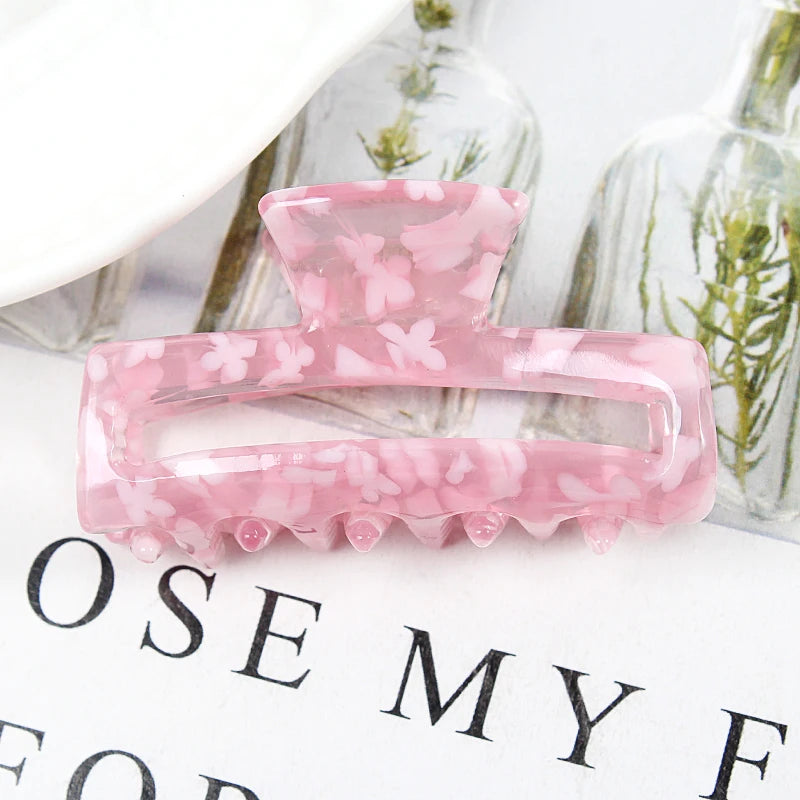 Mini Women's Hair Clips Colorful Geometric Hollow Crab Claw Clip Acetate Leopard Print Fashion Girls Hairpin Hair Accessories - AMULET RING STORE