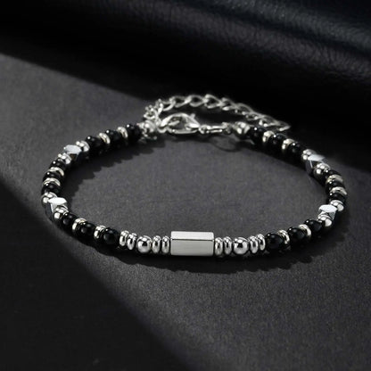 Trendy Unique Natural Stone Beaded Bracelet, Stainless Steel Chain Wristband Bracelet, Classic Tiger Eye Stone Jewelry for Men