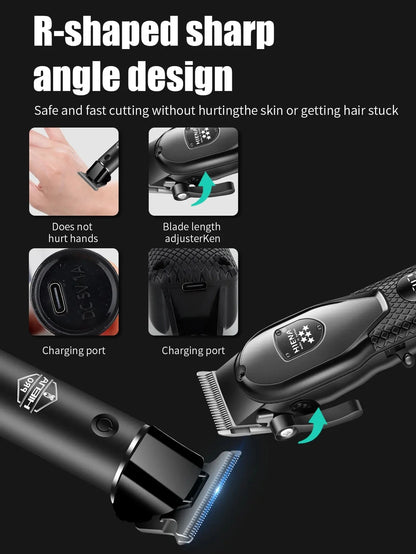 hiena Hair Clipper Kit for Men Electric Shaver Hair Trimmer Professional Cutting Machine Hair Trimmer with LCD Digital Display - AMULET RING STORE