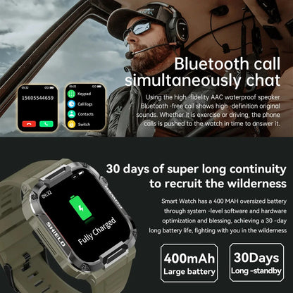 Outdoor Men Smart Watch 1.85'' 400mAh Bluetooth Call Health Monitor Swim Waterproof Sport Smartwatch for Xiaomi IOS Android 2025
