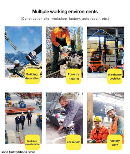 Men Safety Work Shoes Plastic Toe Safety Boots Fashion Lightweight Comfort Working Sneakers Anti-puncture Indestructible Shoes - AMULET RING STORE