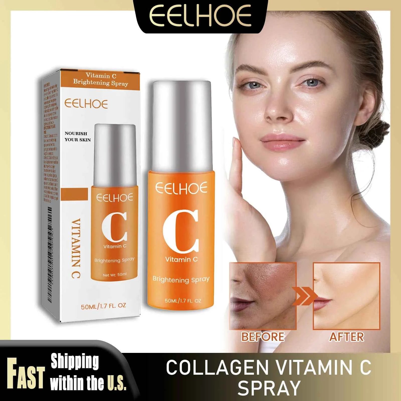 EELHOE Collagen Facial Spray 50ml Moisturizing Skin Elasticity Vitamin C Repair Facial Skin Niacinamide Whitening Facial Care