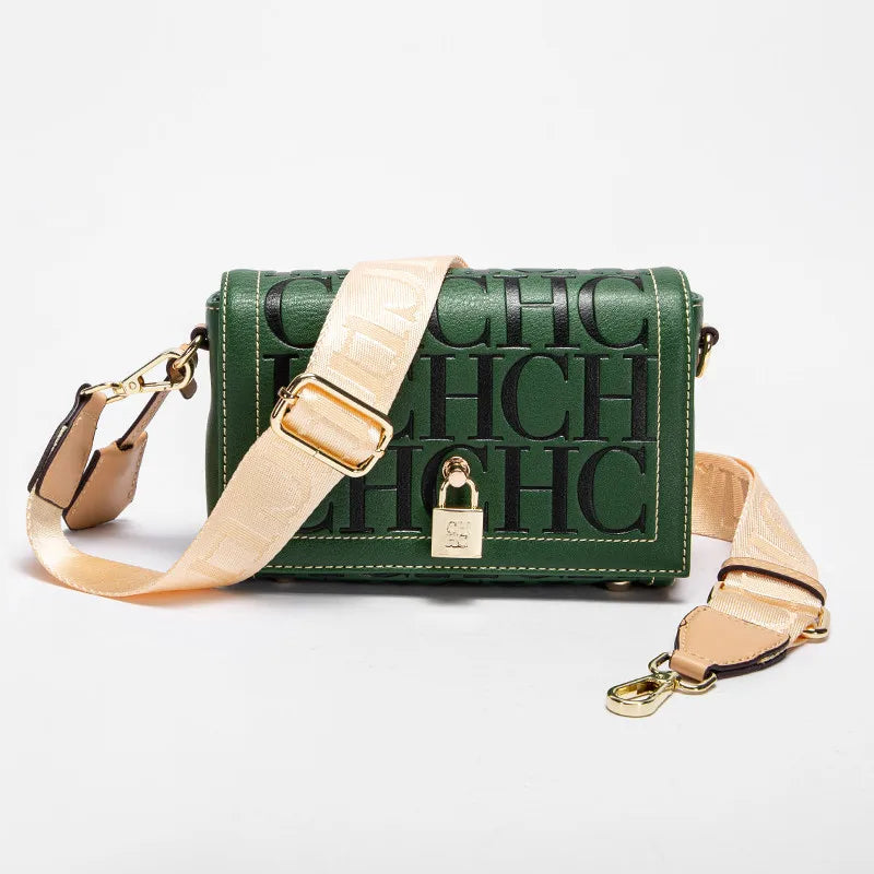 Fashion Design Model Metal Accessories Buckle Women's Shoulder Bag Luxury Brand 2025 Fashion Solid Colour Printed Head Bag