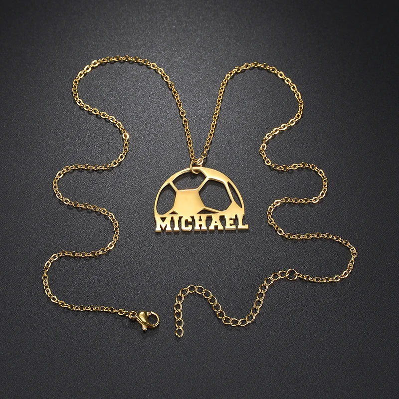 Custom Name Necklace Football Sports Style Personalized Men Customized Chains Stainless Steel For Male Jewelry Birthday Gifts