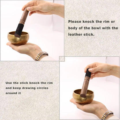 Tibetan Singing Bowls Set,Singing Bowls,Meditation Sound Bowl Handcrafted In Nepal,For Yoga,Meditation,Mindfulness,Healing - AMULET RING STORE