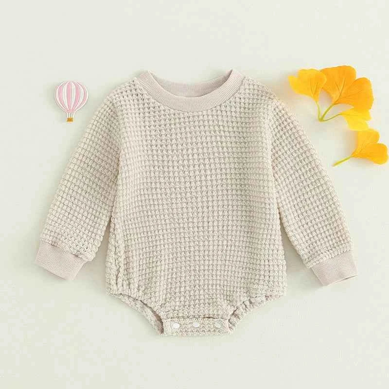 2023-06-23 Lioraitiin 0-18M Baby Boys Autumn Winter Bodysuit Casual Jumpsuit Infant Solid Long Sleeve Crew Neck Jumpsuit - AMULET RING STORE