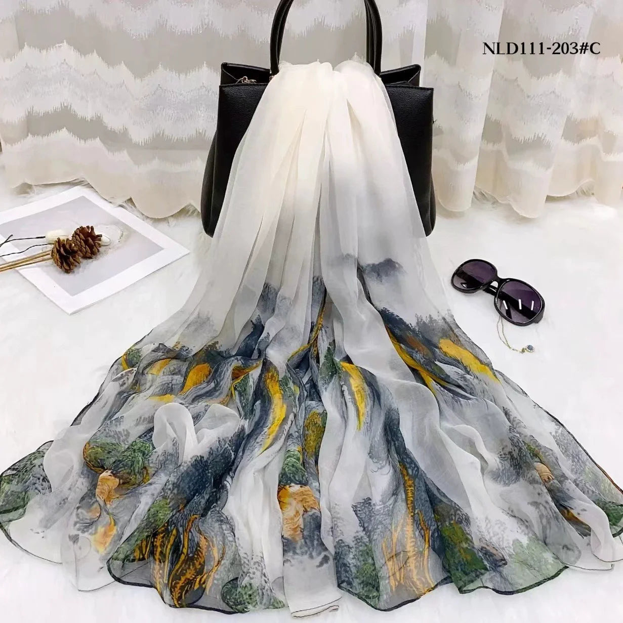 2025 Silk Scarf Women Hijab Pashmina Long Beach Stoles Shawl Wrap Headbands Spring Warm Scarves Bandana Ladies Neckscarf Foulard