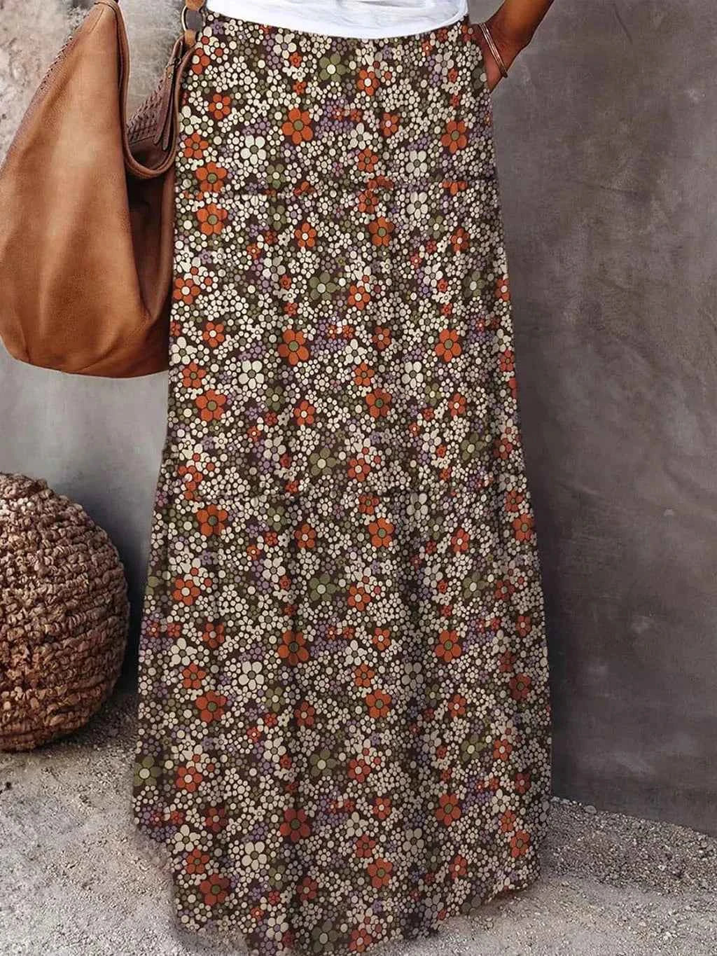 This is a must-have item for the new spring/summer products of 2025! Ladies' Bohemian beach style high waisted A-line printed sk