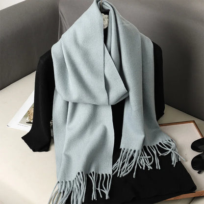 62Color Solid Women Winter Scarf Warm Thicken Cashmere Shawl Outdoor Fashion Luxury Tassels Pashmina Lady Wrap Windproof Scarves