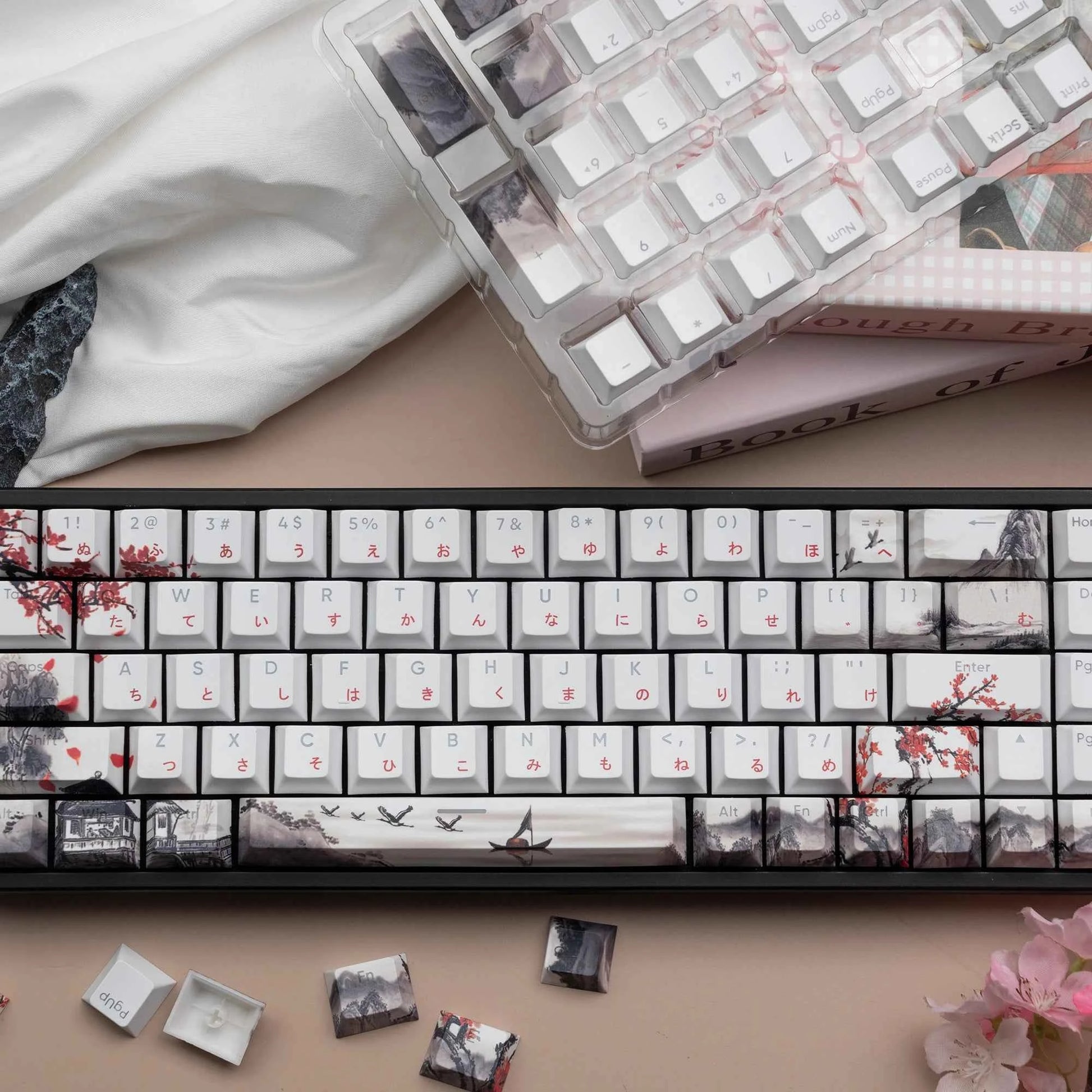 127 Keys Plum Blossom Top Backlit Cherry Profile Keycap PBT Keycap Dye-Sub Cherry MX Switches For Gamer Mechanical Keyboard
