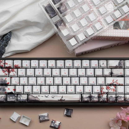 127 Keys Plum Blossom Top Backlit Cherry Profile Keycap PBT Keycap Dye-Sub Cherry MX Switches For Gamer Mechanical Keyboard