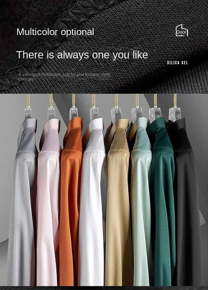 X-6XL Orange Men's Long Sleeve Shirt Luxurious Wrinkle Resistant and Non ironing Solid Business Casual Dress Shirt