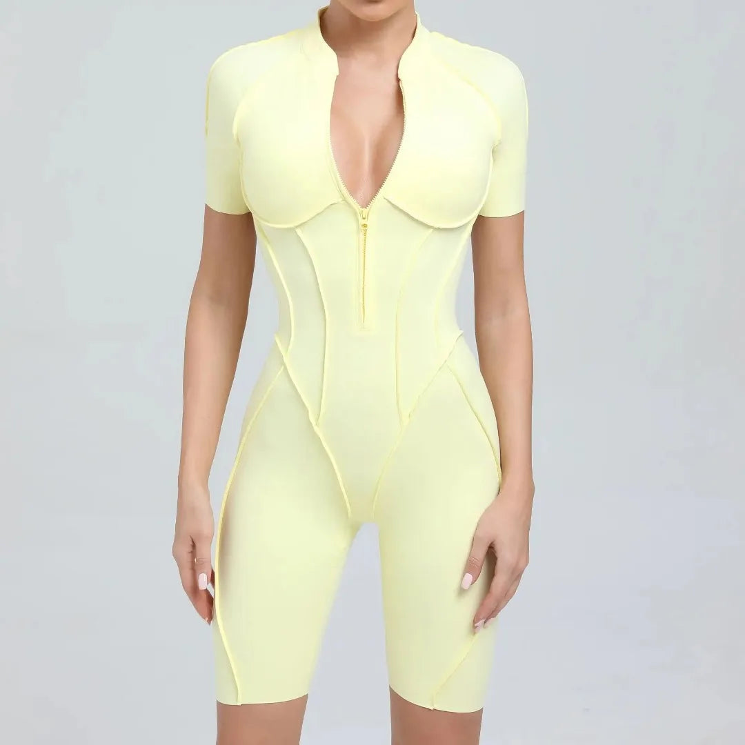 Seamless Yoga Jumpsuit Sports Fitness Backless Tight Zipper Long-sleeved One-Piece Workout Clothes Gym Leggings Sportswear
