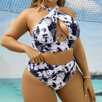 New 0xL-4XL printed bikini large size swimwear plus size women swimsuit female two-pieces bikini set bather bathing suit k5630