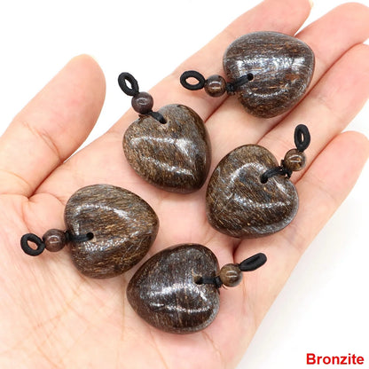 24mm Heart Shape Pendants Natural Stone Healing Crystal Quartz Tiger Eye Energy Gemstones for Jewelry Making DIY Necklace Gifts
