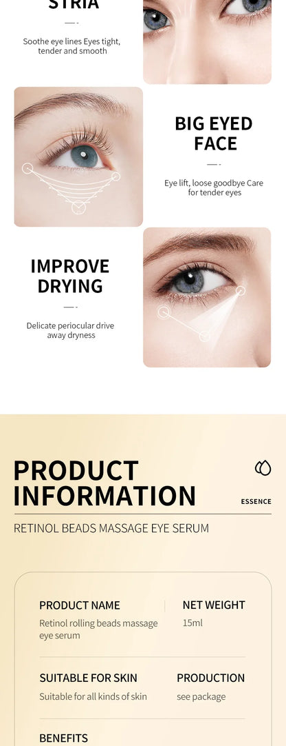 Snail Face Cream + Retinol Eye Massage Roller Serum 2pcs Moisturizing Eye Bag Face Cream Korean Skin Care Products