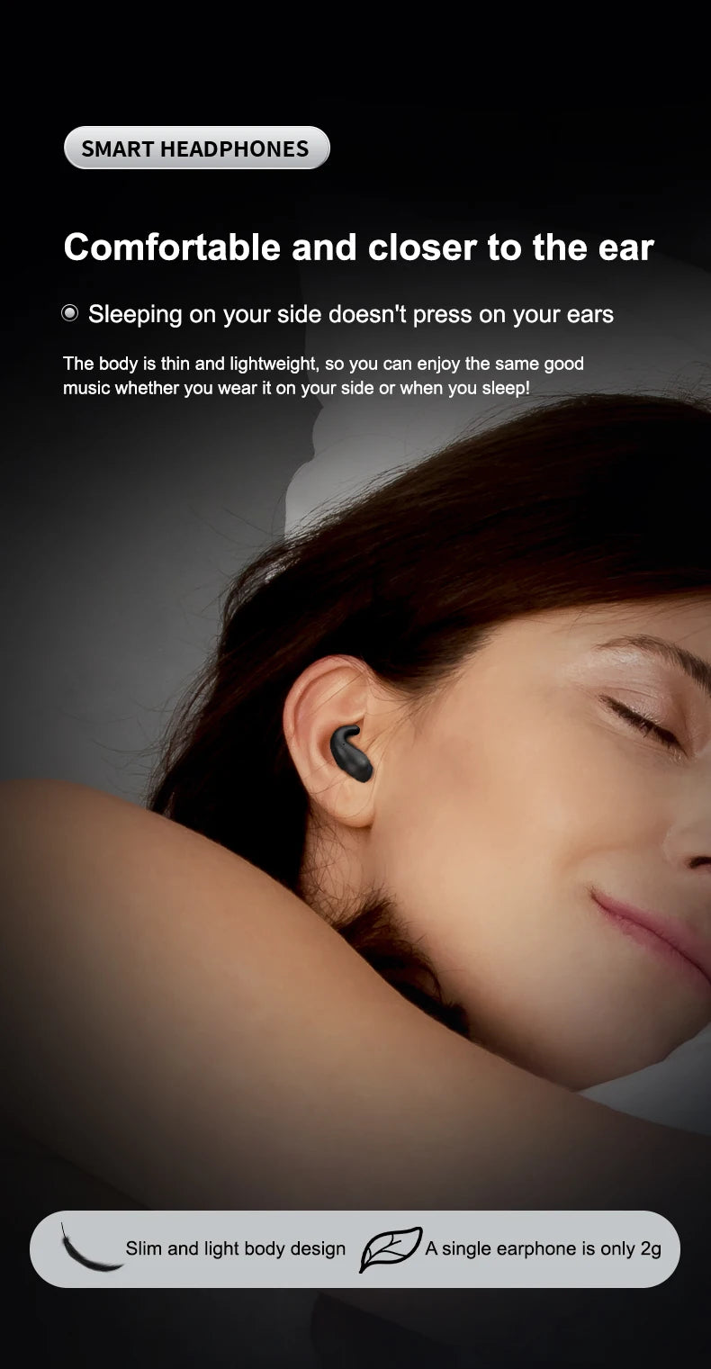 SK28 Ultra-thin Sleeping Headphones 5.4 Wireless Bluetooth Headset Invisible Earbuds Hidden In Ear Sports Earphones Waterproof